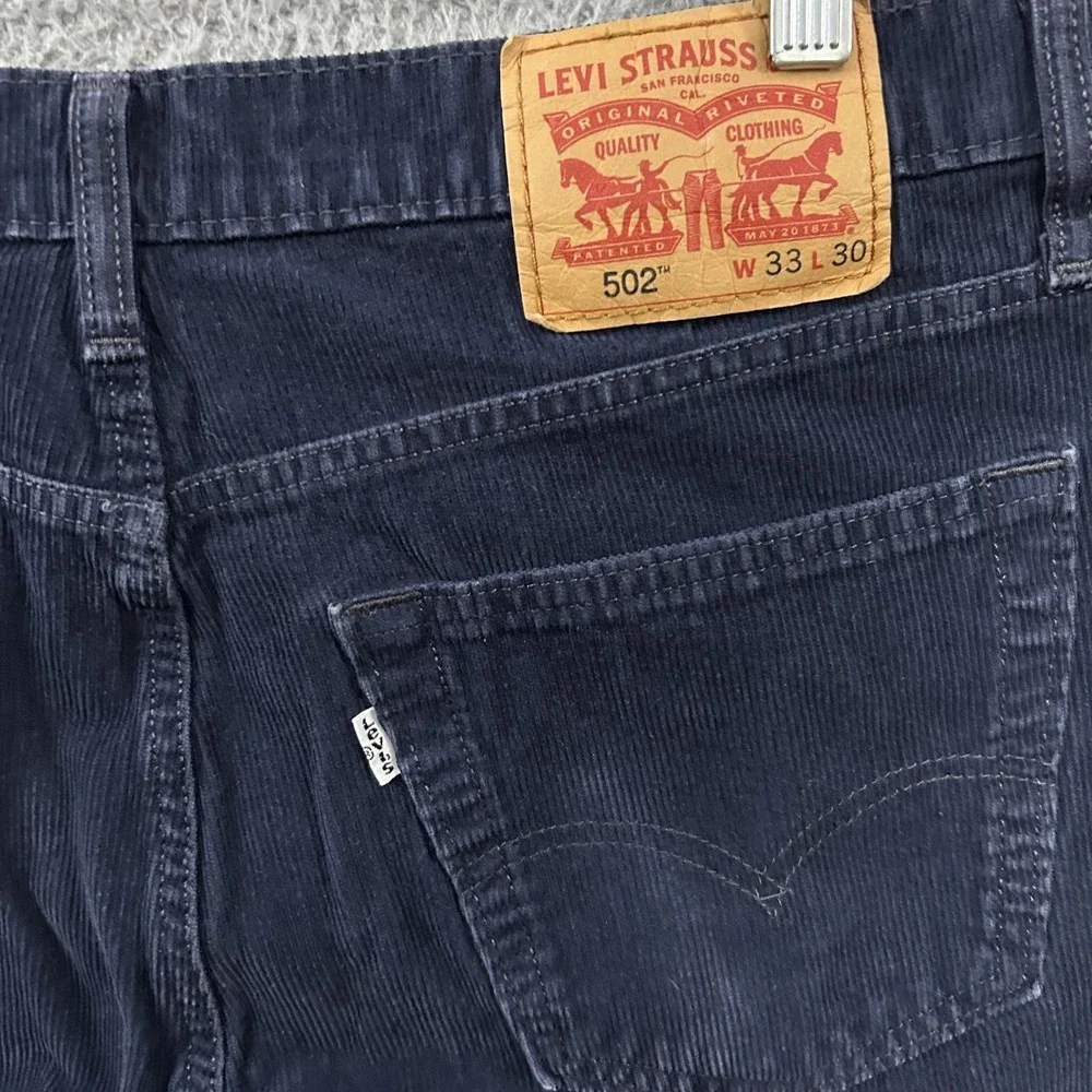 Levis Jeans Mens 33x30 Blue Corduroy‎ 502 Slim Tapered American Stretch Pants